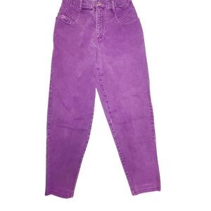 VTG 80's Steel Purple Denim Tapered Acid Wash High Rise Mom Jeans Made In USA Sz